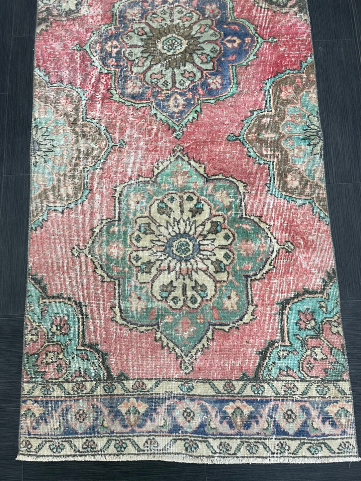 Beige Turkish Runner Rug 3' x 12' 6" Hand-Knotted pattern
