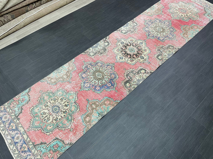 Beige Turkish Runner Rug 3' x 12' 6" Hand-Knotted