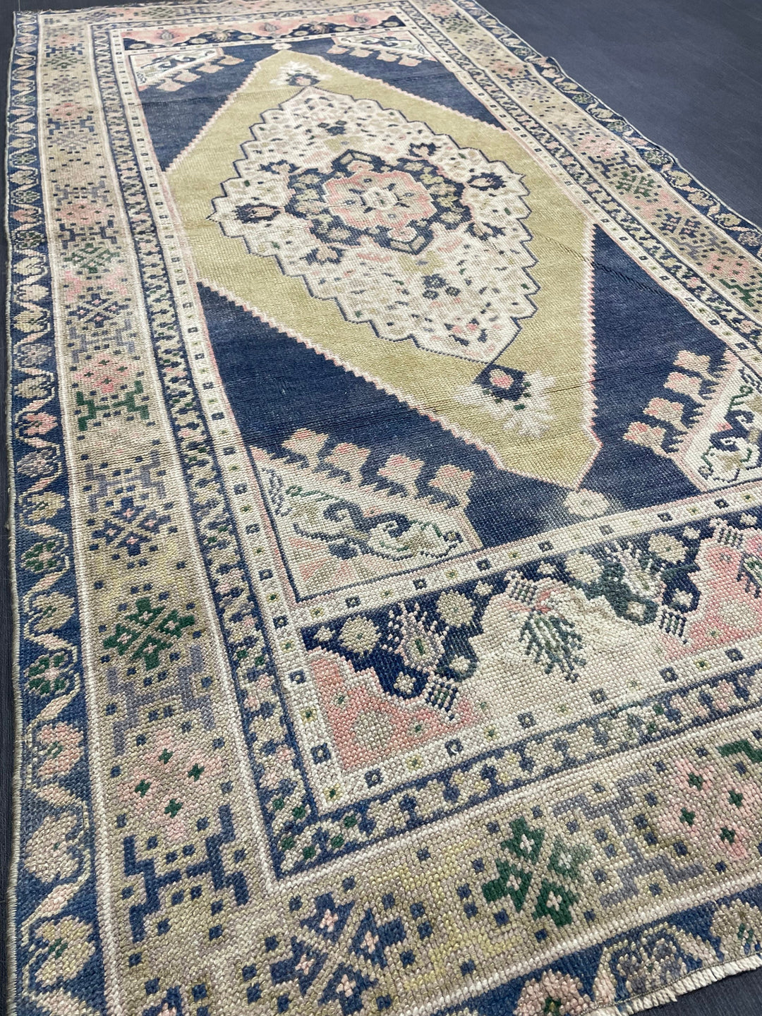 Beige Turkish Runner Rug 3' 5" x 6' 11" Hand-Knotted detail