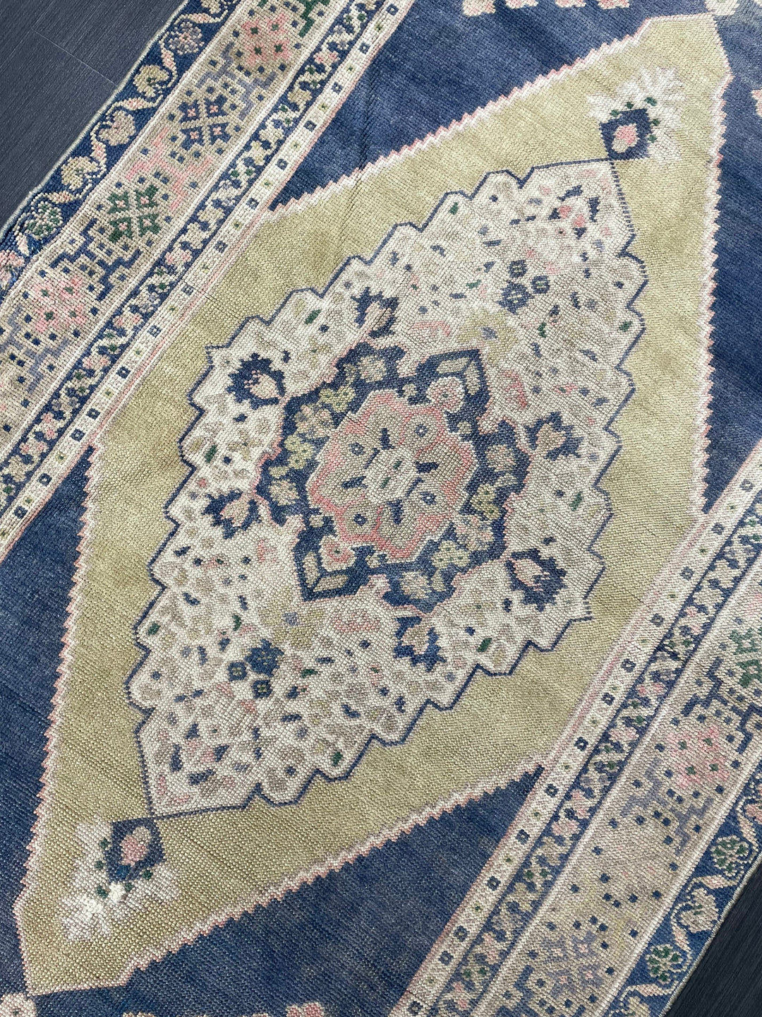 Beige Turkish Runner Rug 3' 5" x 6' 11" Hand-Knotted border