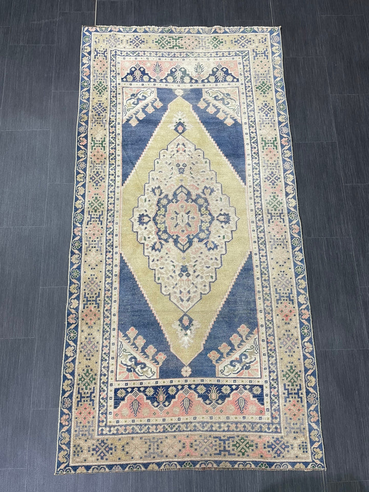 Beige Turkish Runner Rug 3' 5" x 6' 11" Hand-Knotted reverse