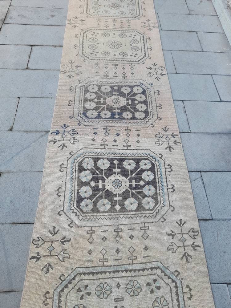 Beige Turkish Runner Rug 2' 11" x 23' 2" Hand-Knotted view 9