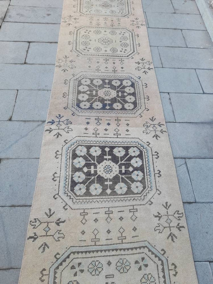 Beige Turkish Runner Rug 2' 11" x 23' 2" Hand-Knotted view 9