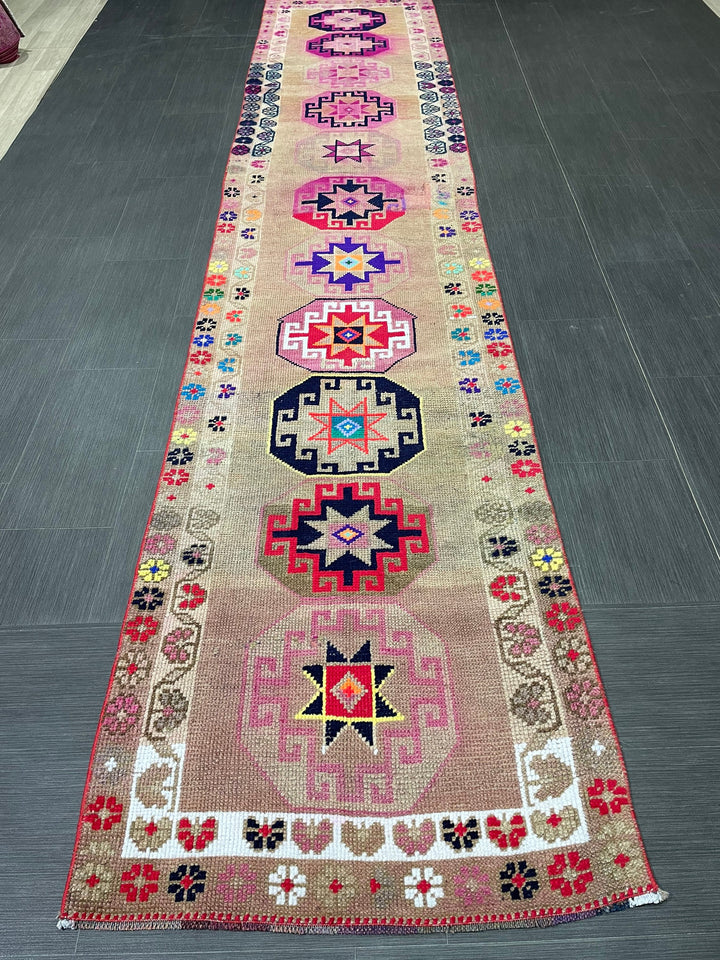 Beige Turkish Runner Rug 2' 8" x 13' Hand-Knotted view 9