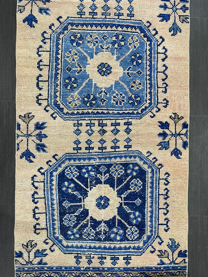 Blue Turkish Runner Rug 2' 9" x 12' 1" Hand-Knotted | No. WR16098