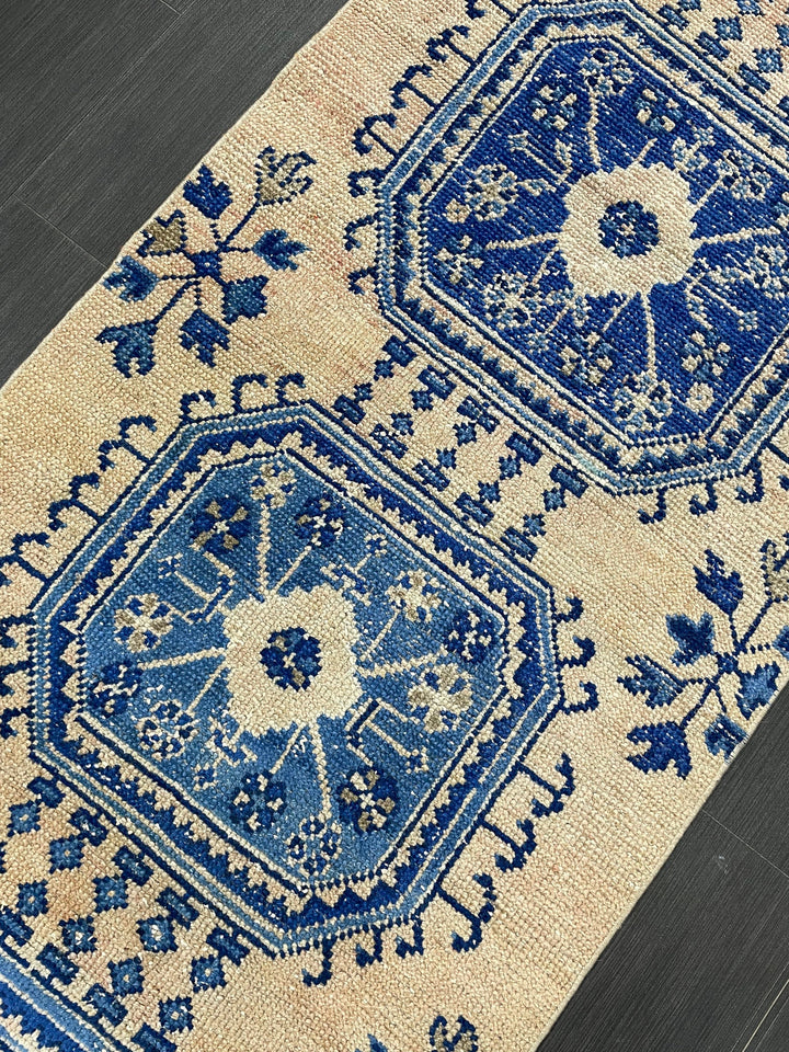 Blue Turkish Runner Rug 2' 9" x 12' 1" Hand-Knotted | No. WR16098