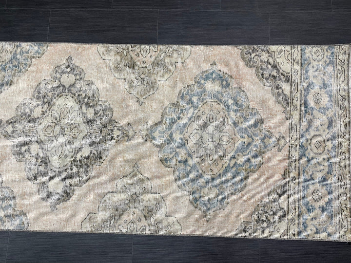 Beige Turkish Runner Rug 2' 8" x 12' 5" Hand-Knotted border