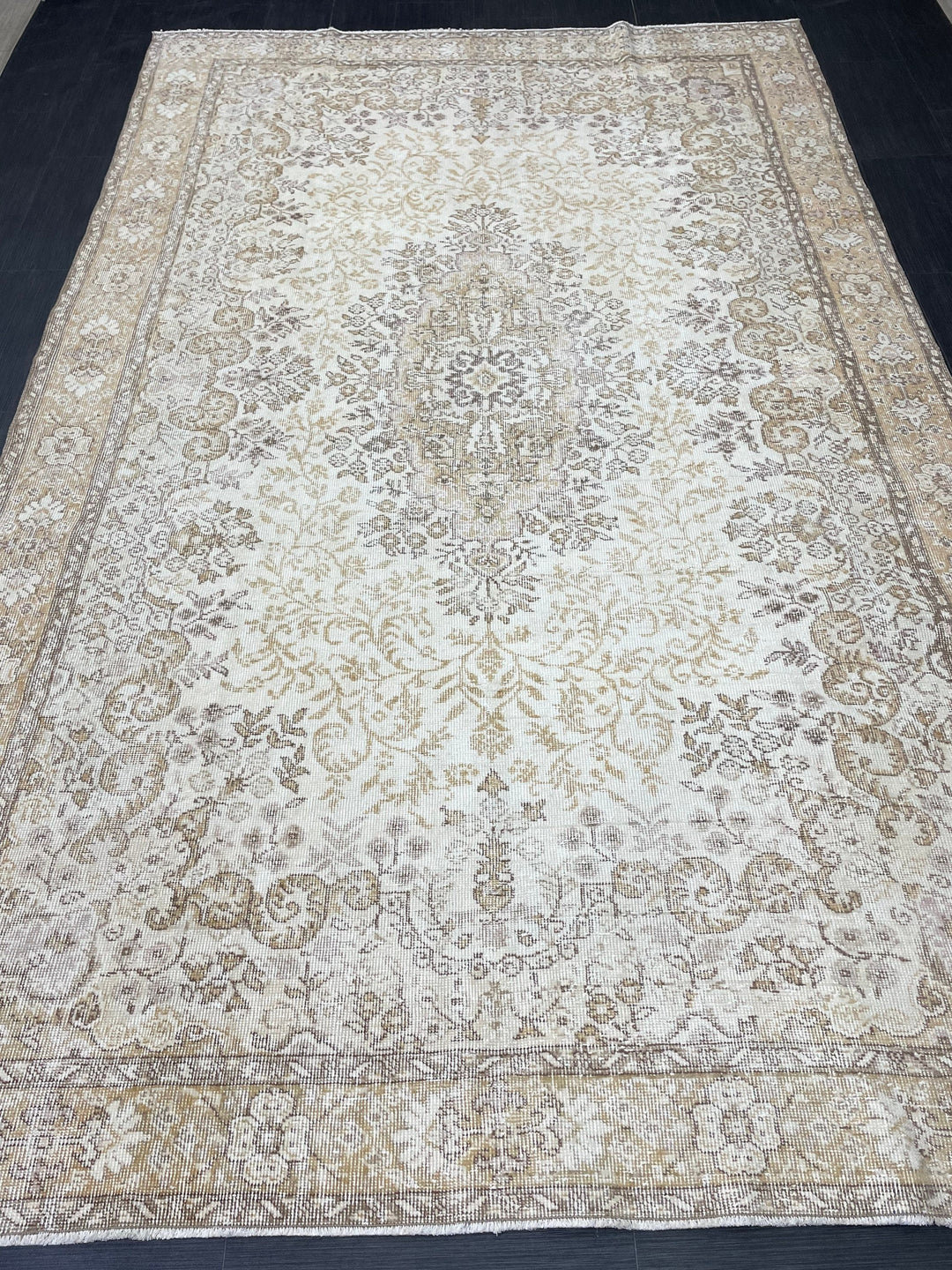 Beige Turkish Oushak Rug 6' 6" x 10' 4" Hand-Knotted view