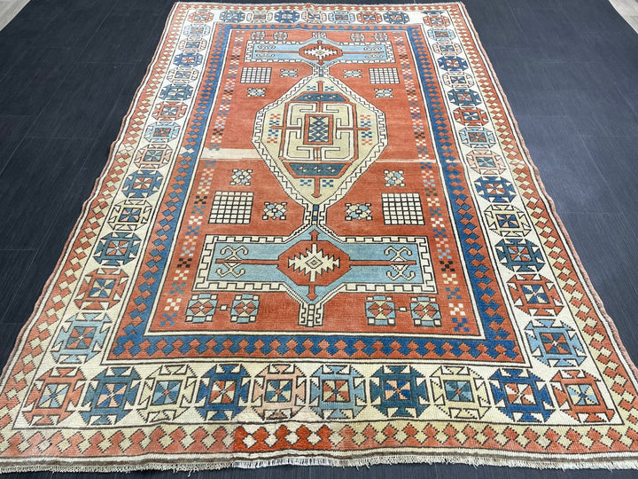 Turkish Oushak Rug 4' 8" x 7' Hand-Knotted texture