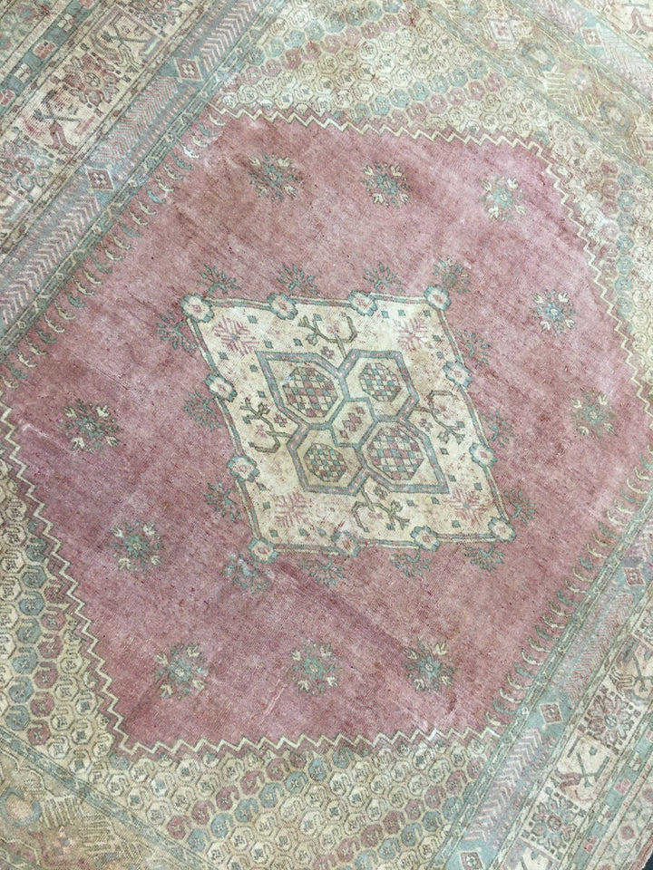 Blue Turkish Runner Rug 6' 7" x 8' 6" Hand-Knotted | No. WR54140