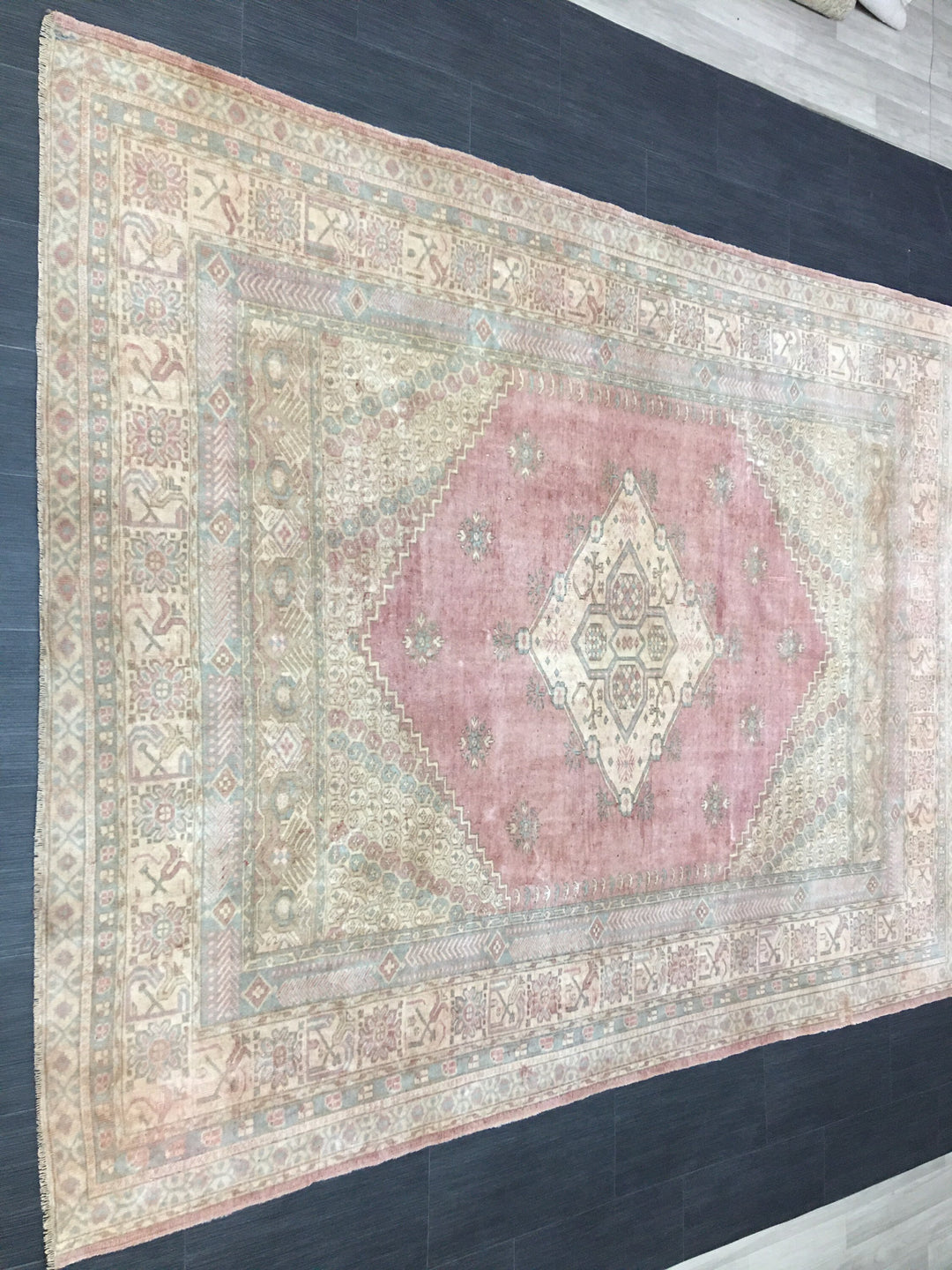 Blue Turkish Runner Rug 6' 7" x 8' 6" Hand-Knotted | No. WR54140