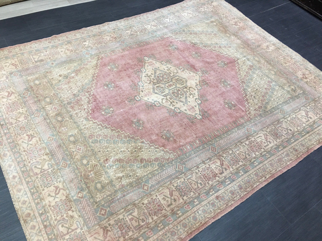 Blue Turkish Runner Rug 6' 7" x 8' 6" Hand-Knotted | No. WR54140