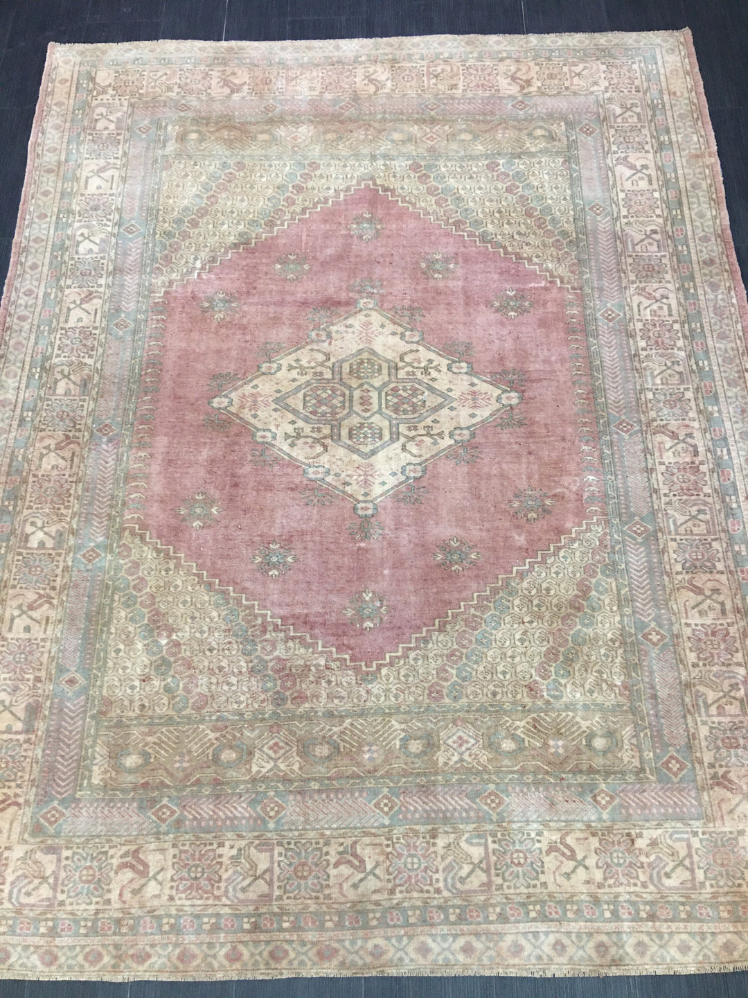 Blue Turkish Runner Rug 6' 7" x 8' 6" Hand-Knotted | No. WR54140