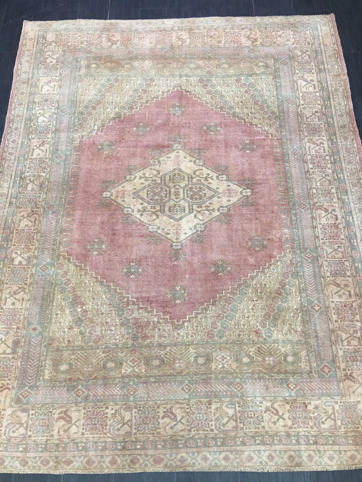 Blue Turkish Runner Rug 6' 7" x 8' 6" Hand-Knotted | No. WR54140