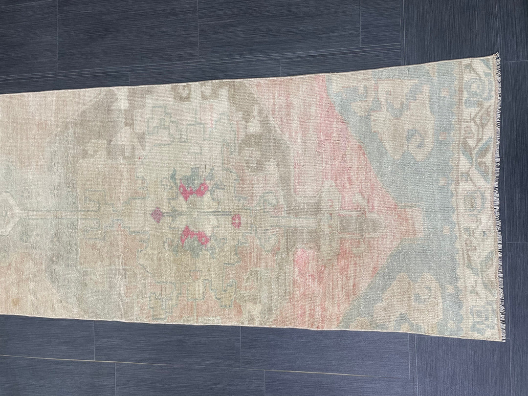 Beige Turkish Runner Rug 2' 6" x 11' 7" Hand-Knotted detail