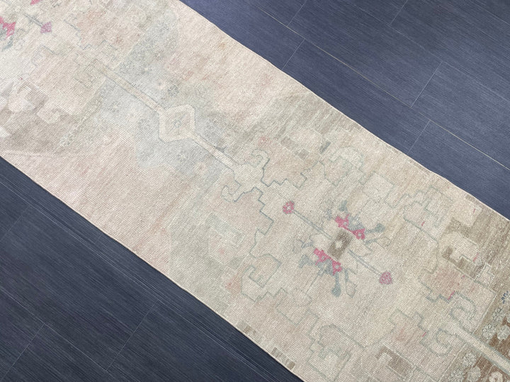 Beige Turkish Runner Rug 2' 6" x 11' 7" Hand-Knotted pattern