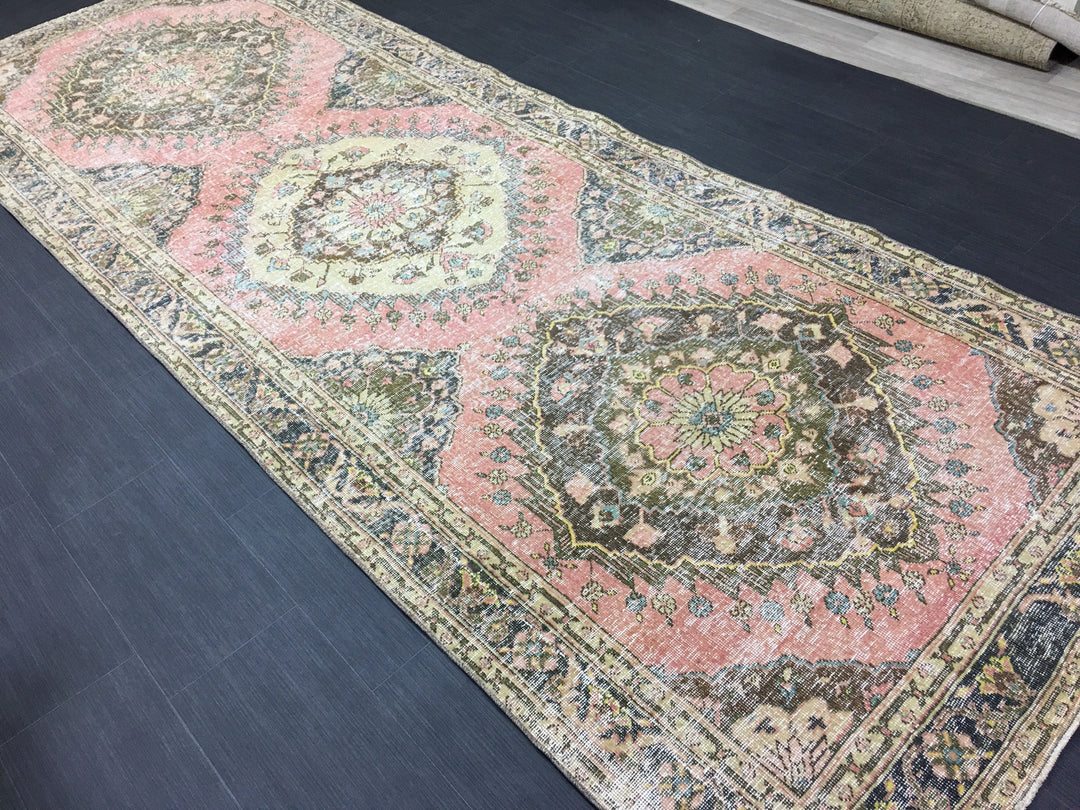 Beige Turkish Runner Rug 4' 7" x 12' 8" Hand-Knotted view