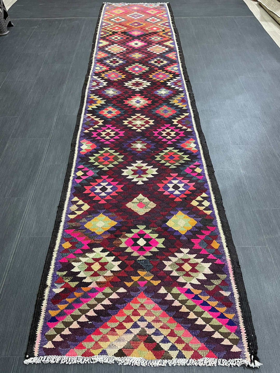 Rust Turkish Runner Rug 2' 9" x 12' 7" Hand-Knotted field