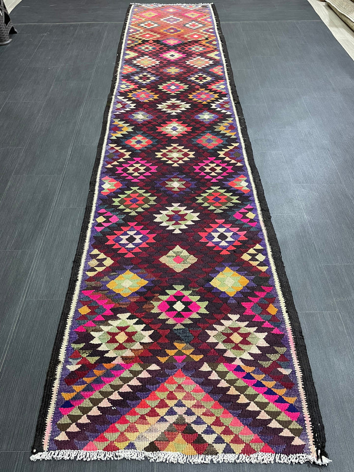 Rust Turkish Runner Rug 2' 9" x 12' 7" Hand-Knotted field