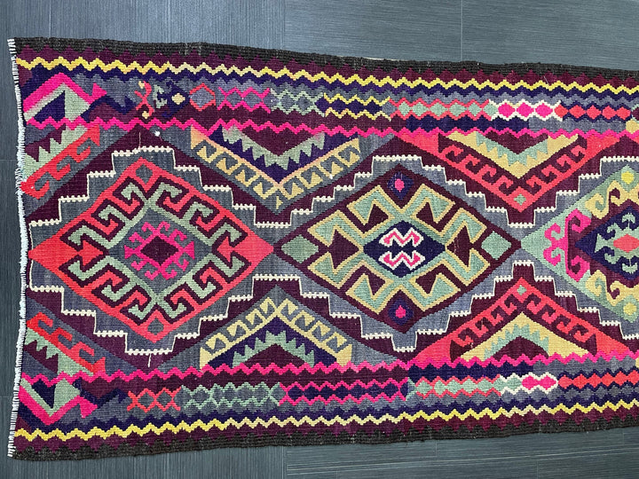 Rust Turkish Runner Rug 2' 11" x 13' Hand-Knotted detail