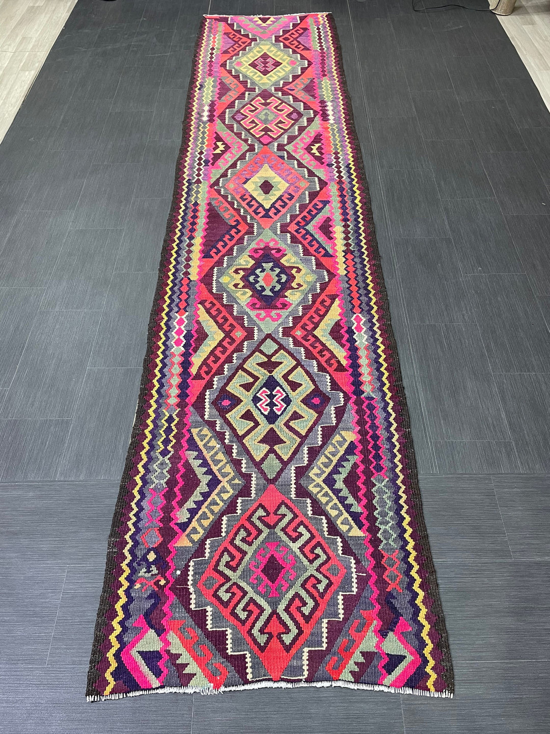Rust Turkish Runner Rug 2' 11" x 13' Hand-Knotted pattern