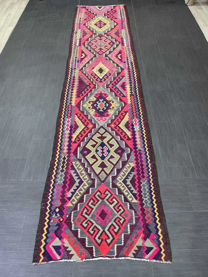 Rust Turkish Runner Rug 2' 11" x 13' Hand-Knotted pattern