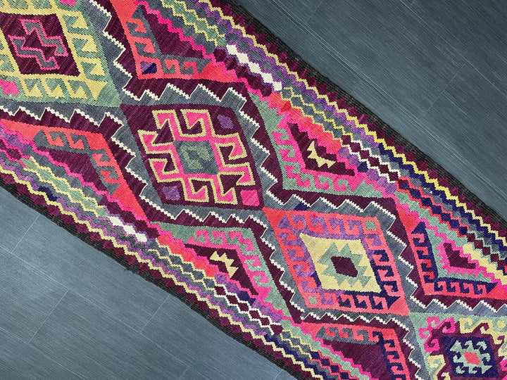 Rust Turkish Runner Rug 2' 11" x 13' Hand-Knotted border