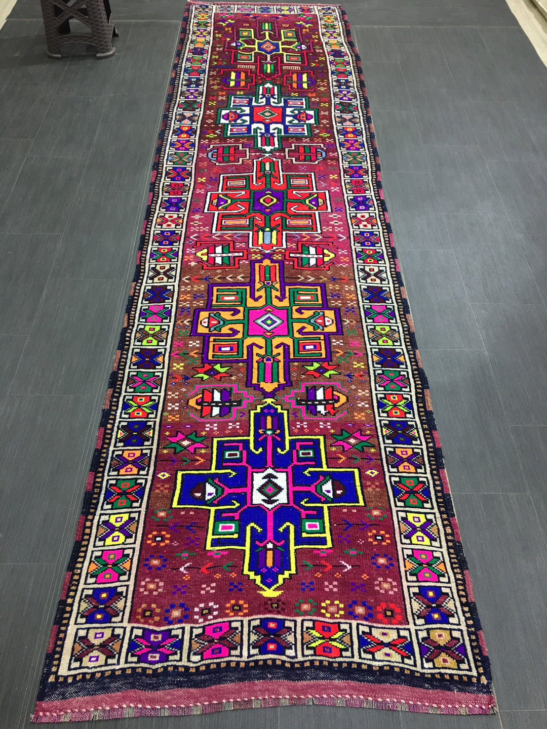 Beige Turkish Runner Rug 3' 1" x 12' Hand-Knotted pattern