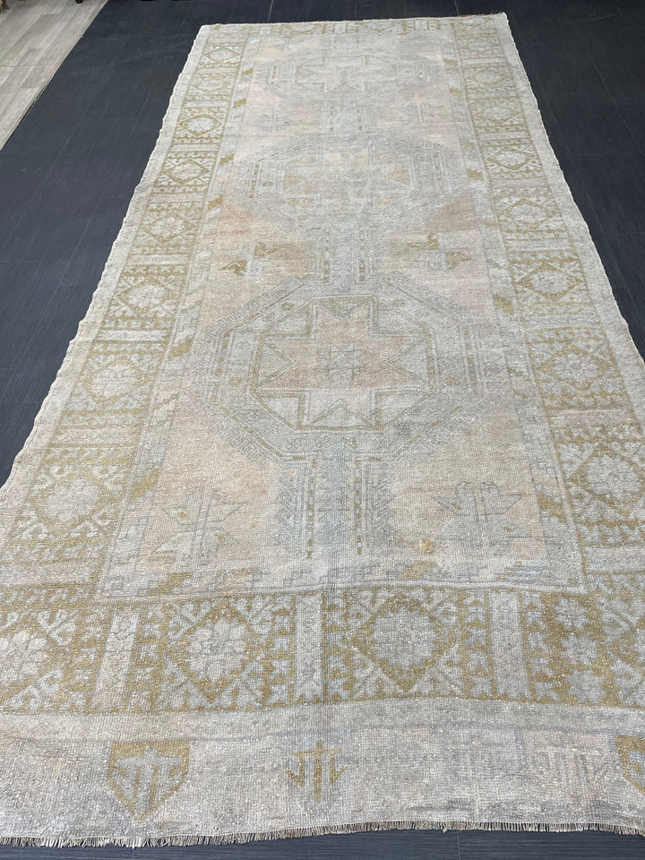 Beige Turkish Runner Rug 5' x 11' 5" Hand-Knotted detail