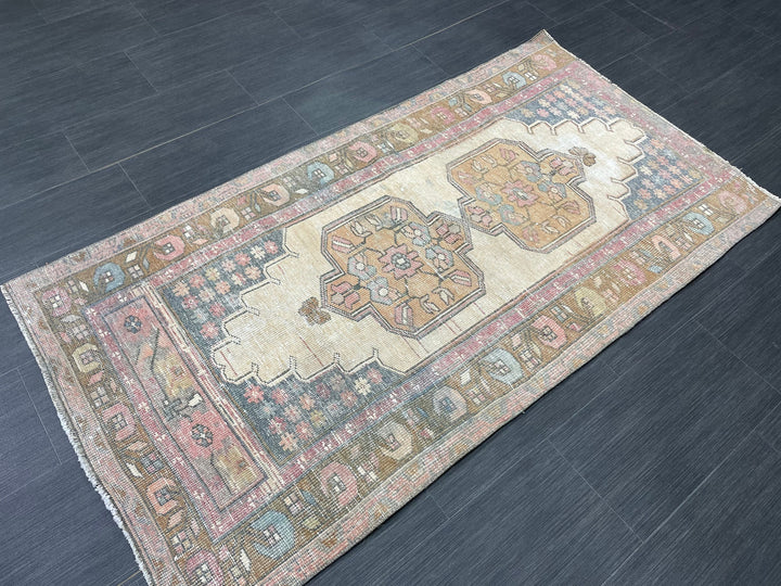 Rust Turkish Runner Rug 3' x 5' 10" Hand-Knotted detail