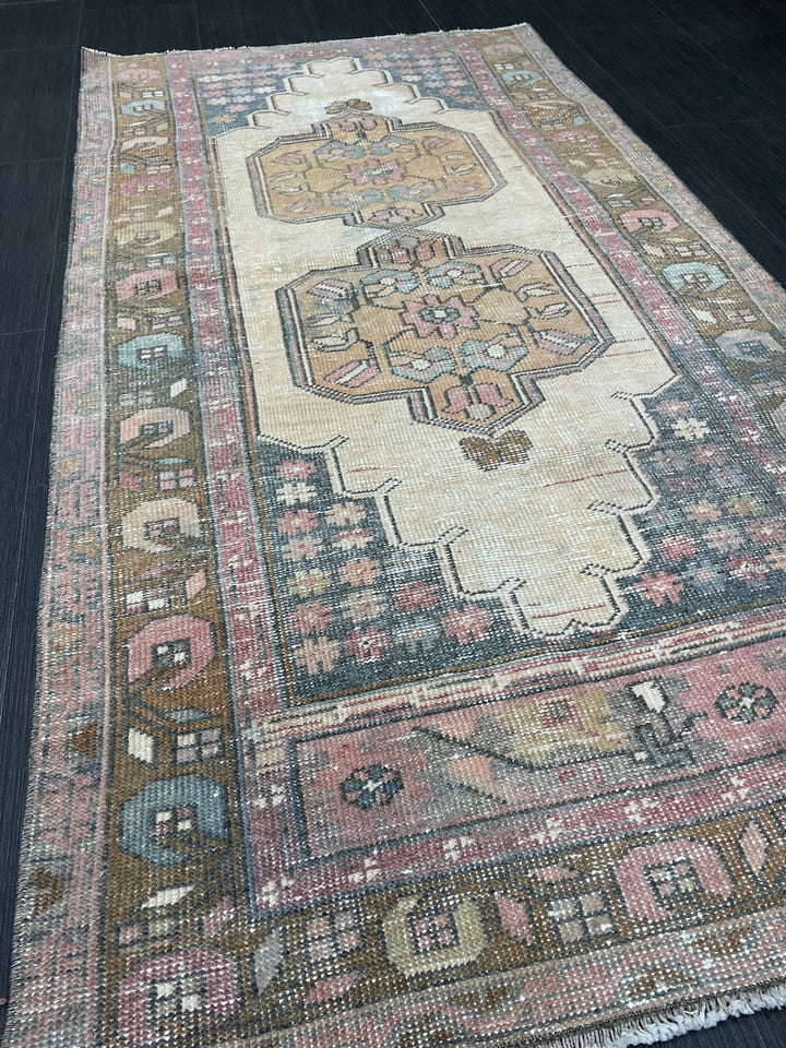 Rust Turkish Runner Rug 3' x 5' 10" Hand-Knotted close-up