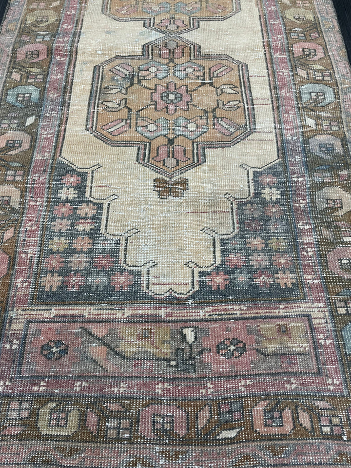 Rust Turkish Runner Rug 3' x 5' 10" Hand-Knotted border