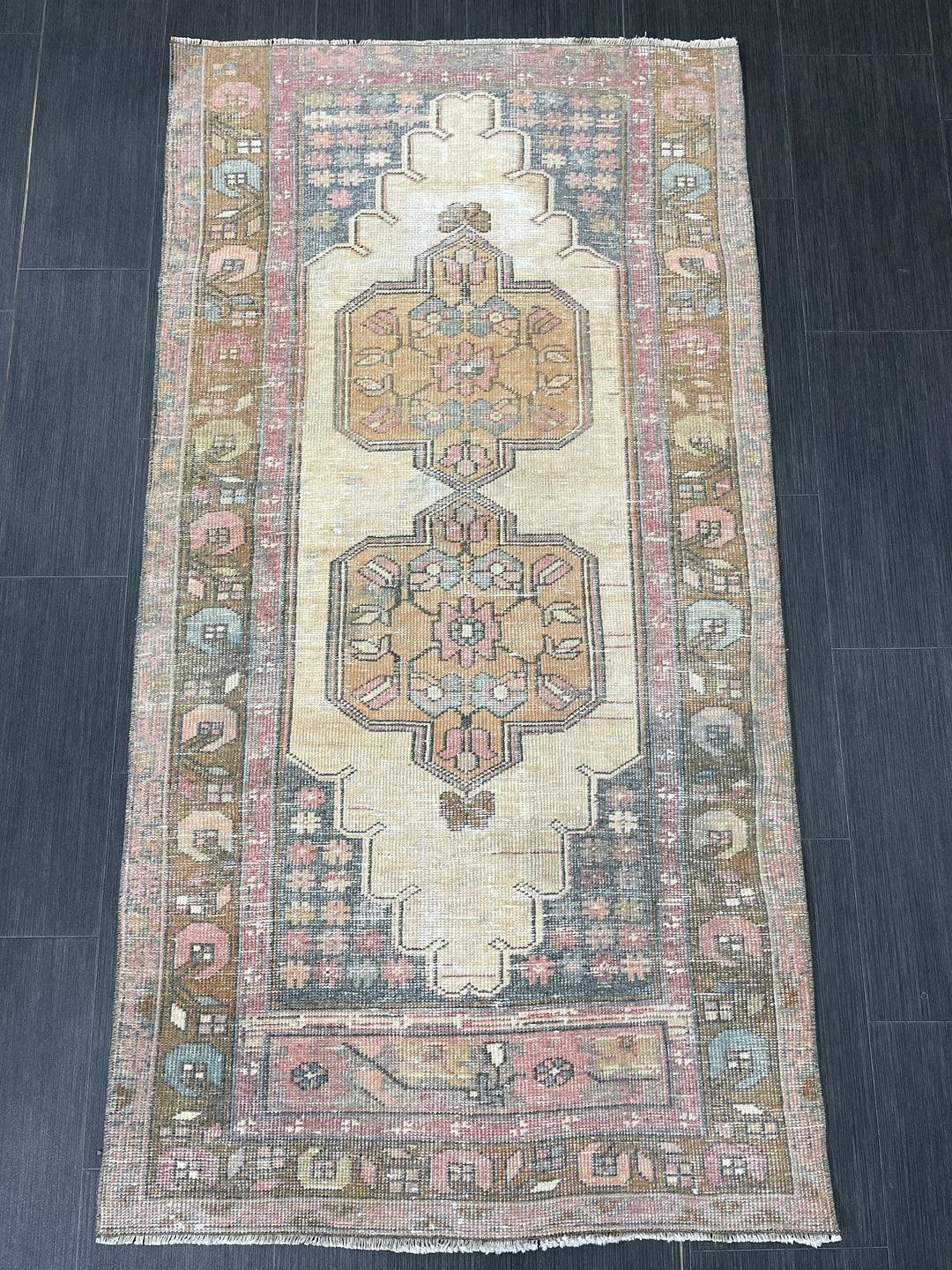 Rust Turkish Runner Rug 3' x 5' 10" Hand-Knotted texture