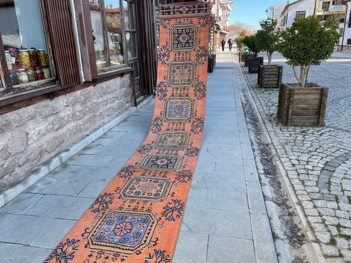 Beige Turkish Runner Rug 2' 7" x 19' 8" Hand-Knotted