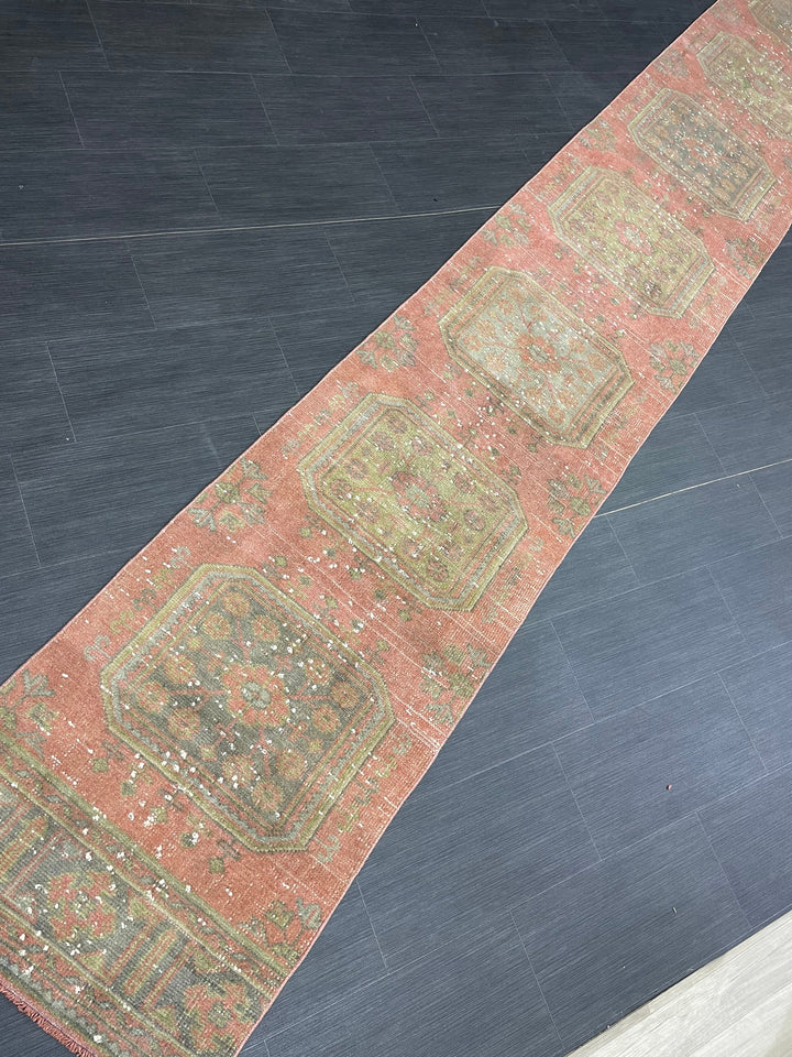 Beige Turkish Runner Rug 2' 4" x 19' 1" Hand-Knotted pattern