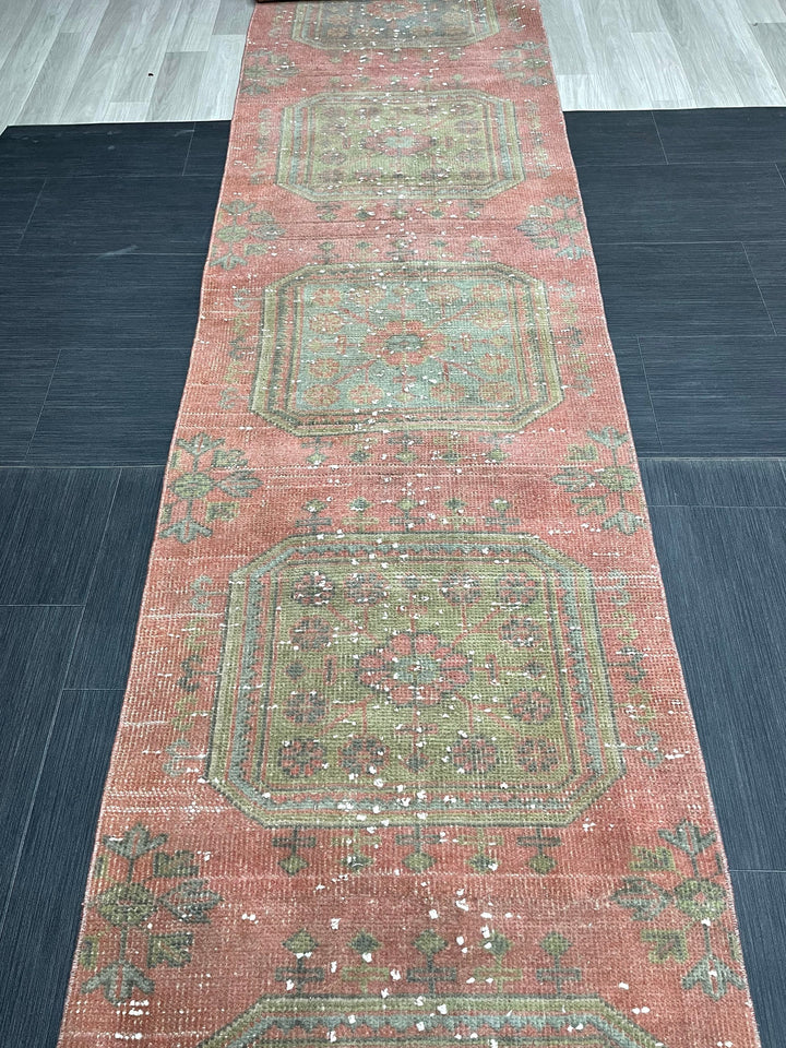 Beige Turkish Runner Rug 2' 4" x 19' 1" Hand-Knotted field