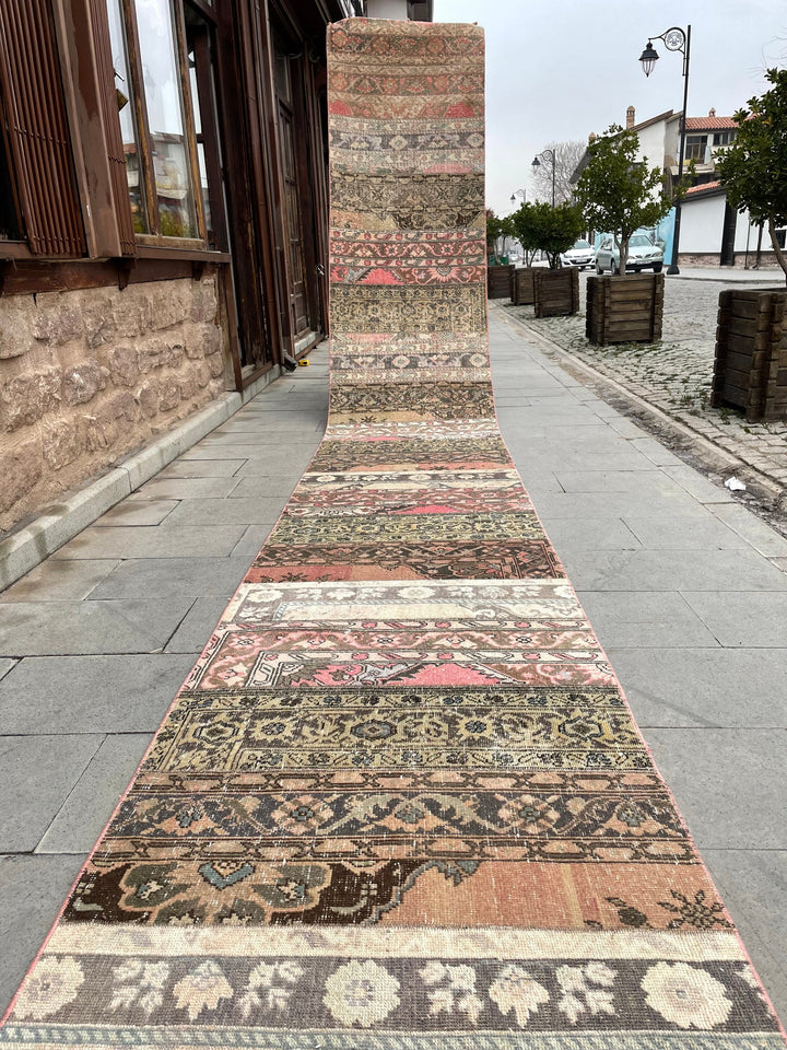 Beige Turkish Runner Rug 2' 9" x 30' 2" Hand-Knotted field