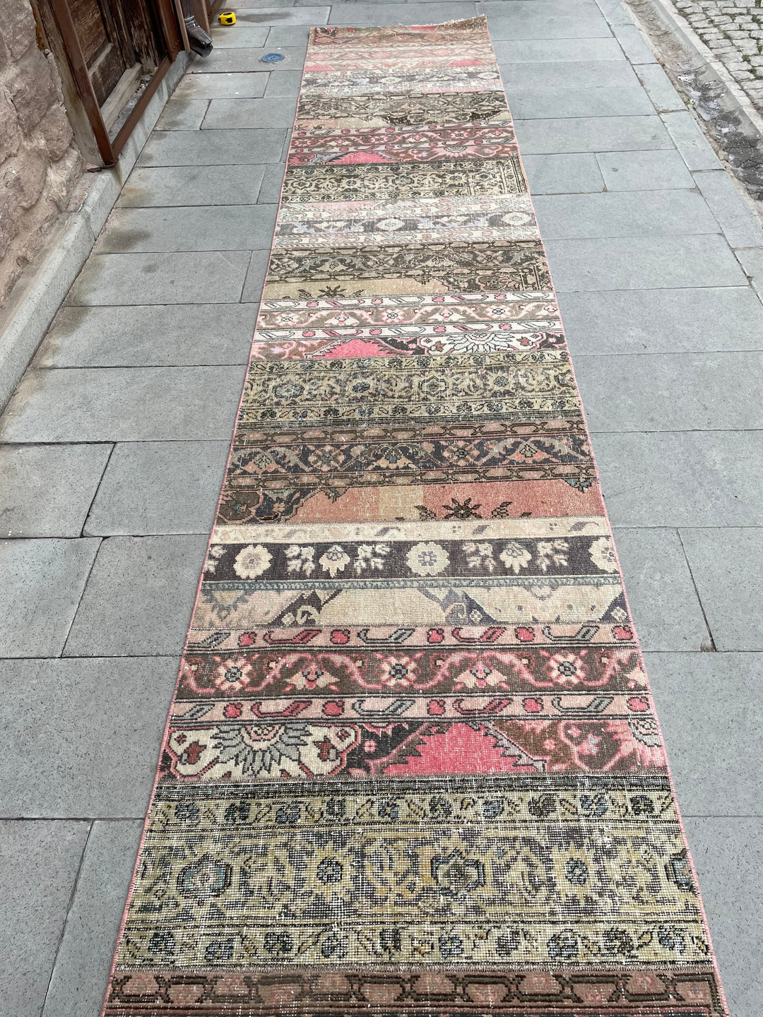 Beige Turkish Runner Rug 2' 9" x 30' 2" Hand-Knotted texture