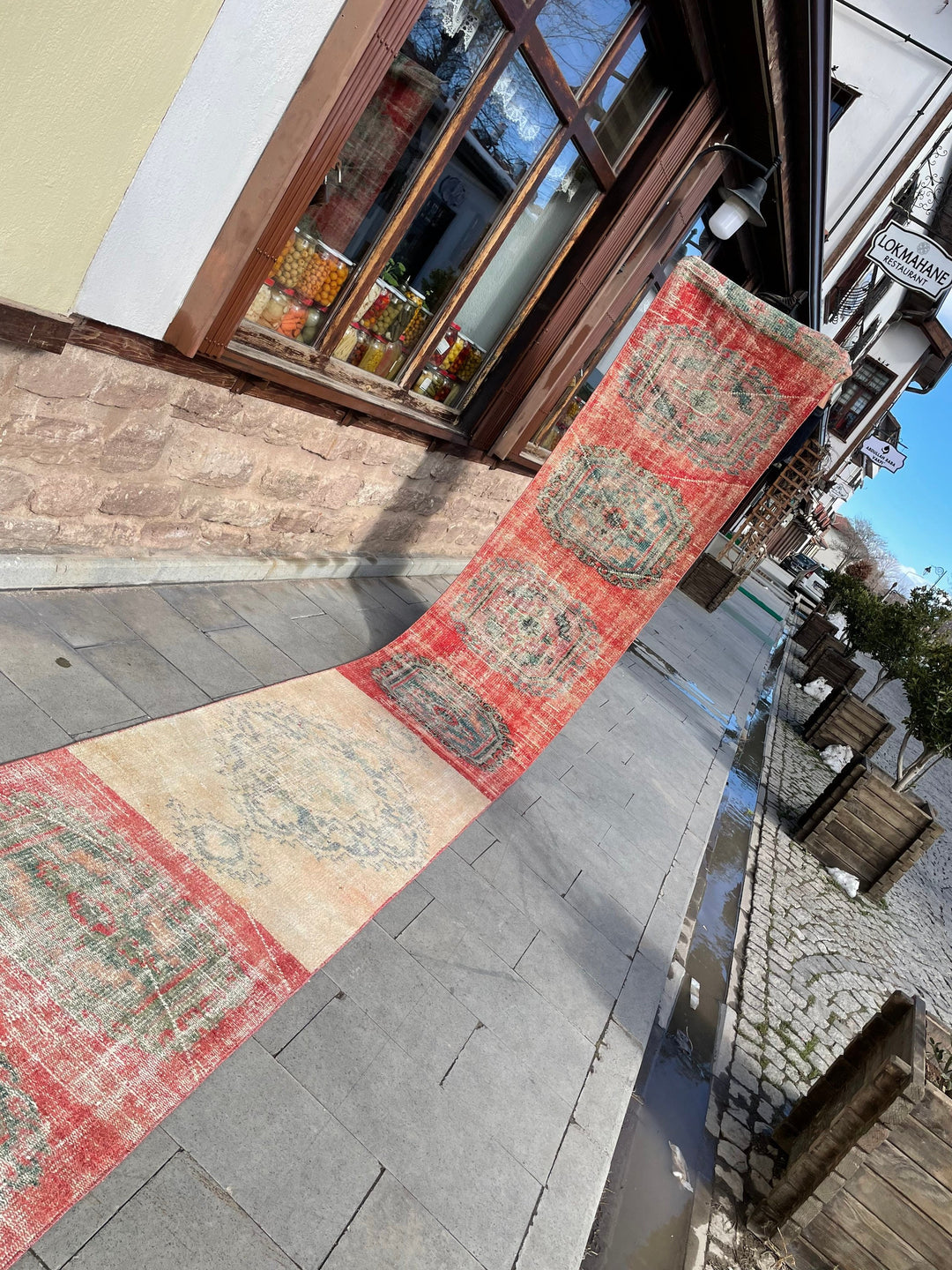 Beige Turkish Distressed Runner Rug 2' 8" x 21' 11" Hand-Knotted | No. WR74014