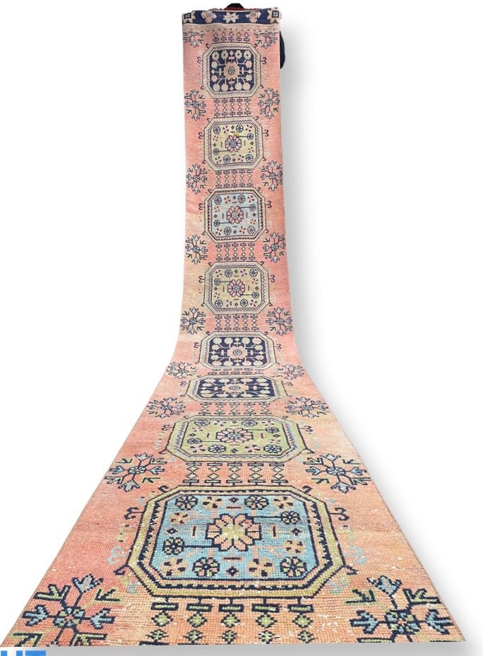 Beige Turkish Runner Rug 2' 6" x 21' 5" Hand-Knotted