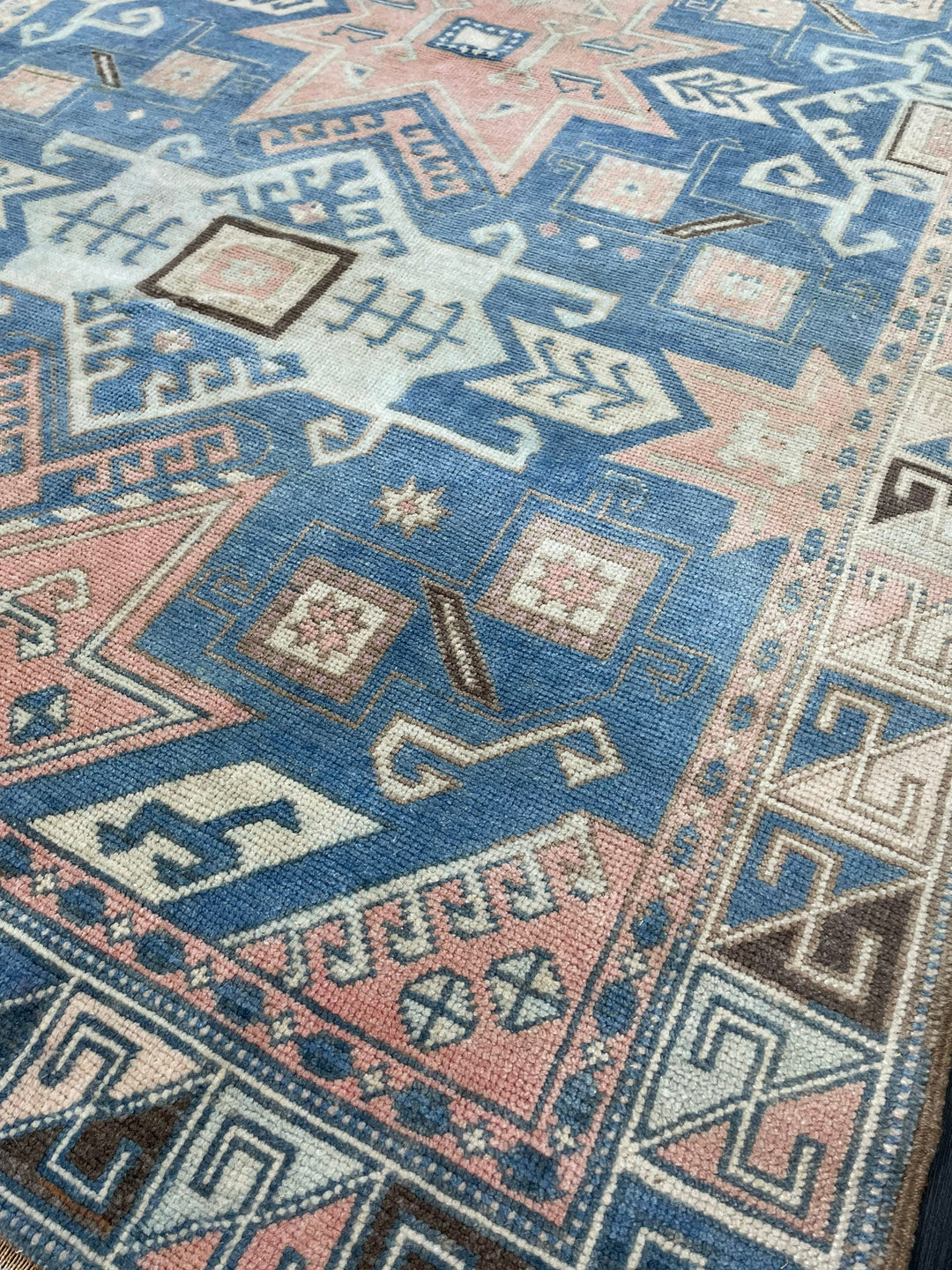 Blue Turkish Runner Rug 4' 8" x 7' 5" Hand-Knotted | No. WR75399