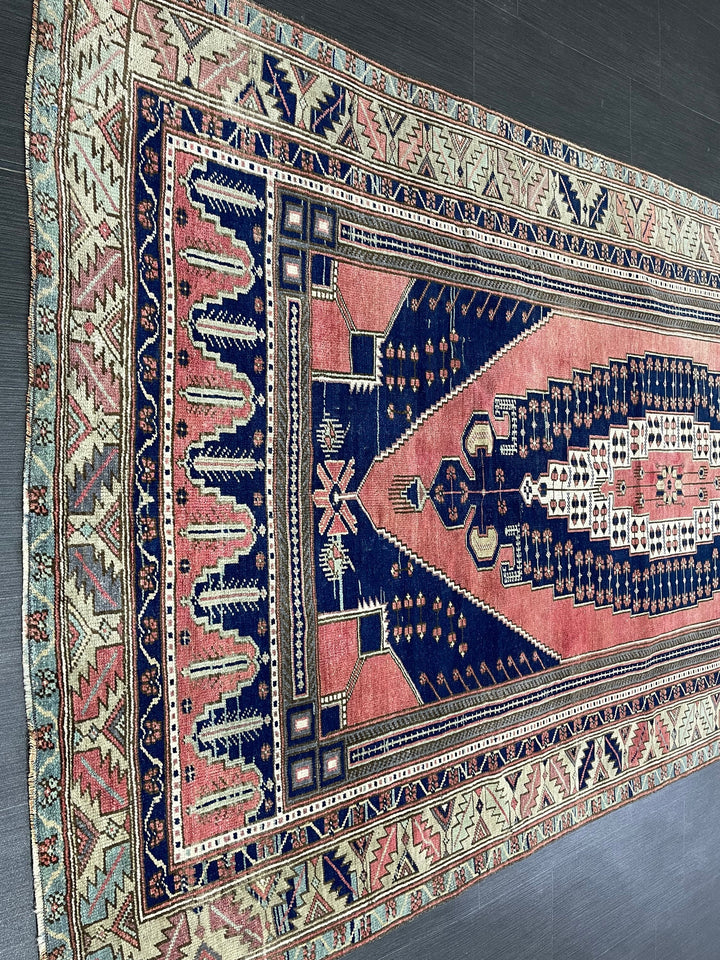 Pink Turkish Runner Rug 4' 8" x 9' 7" Hand-Knotted view 9