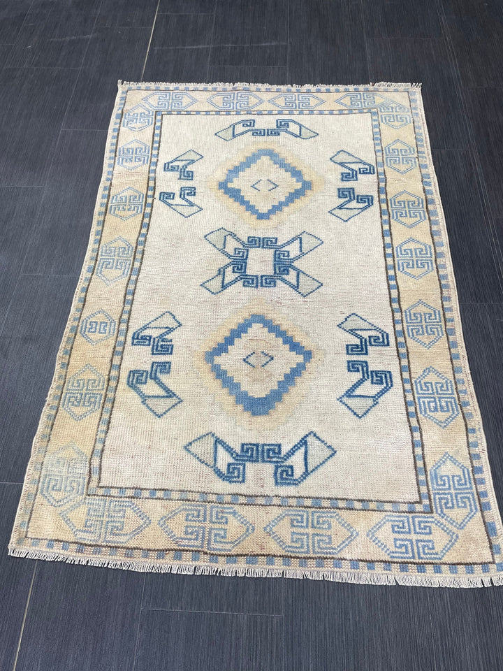 Blue Turkish Runner Rug 2' 11" x 4' 4" Hand-Knotted | No. WR25078