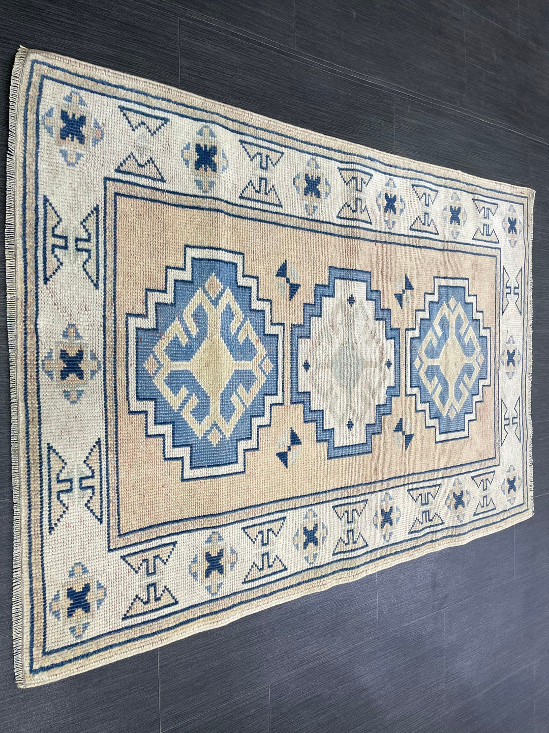 Blue Turkish Runner Rug 2' 11" x 4' 2" Hand-Knotted | No. WR65521