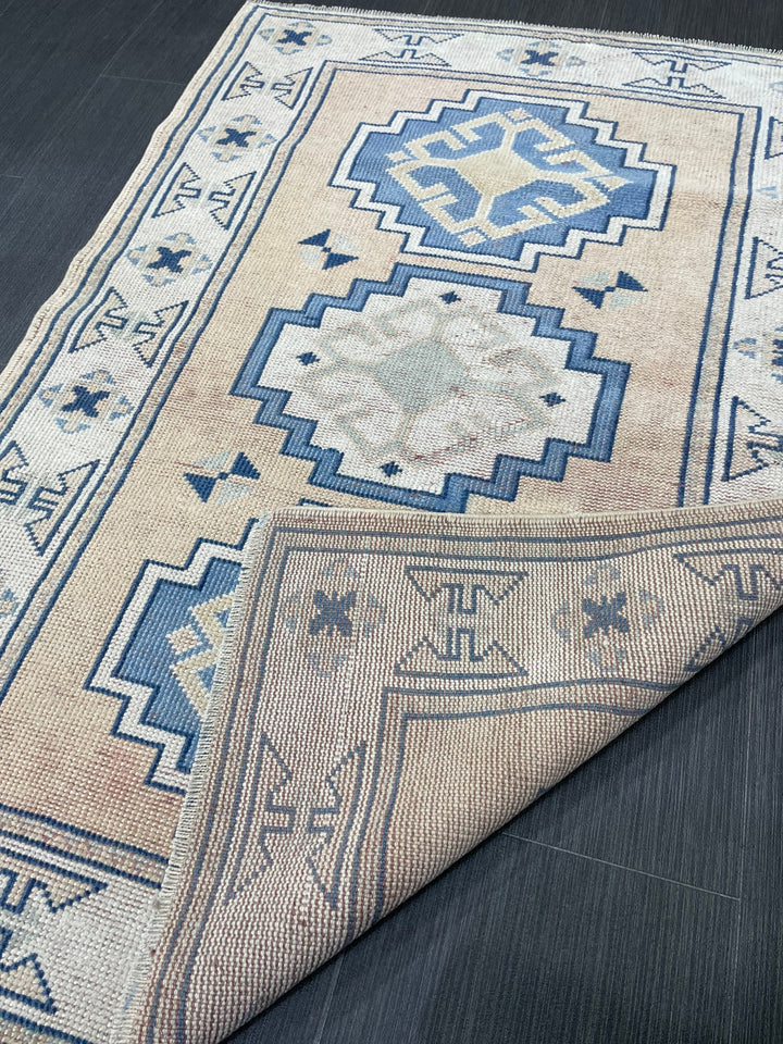 Blue Turkish Runner Rug 2' 11" x 4' 2" Hand-Knotted | No. WR65521