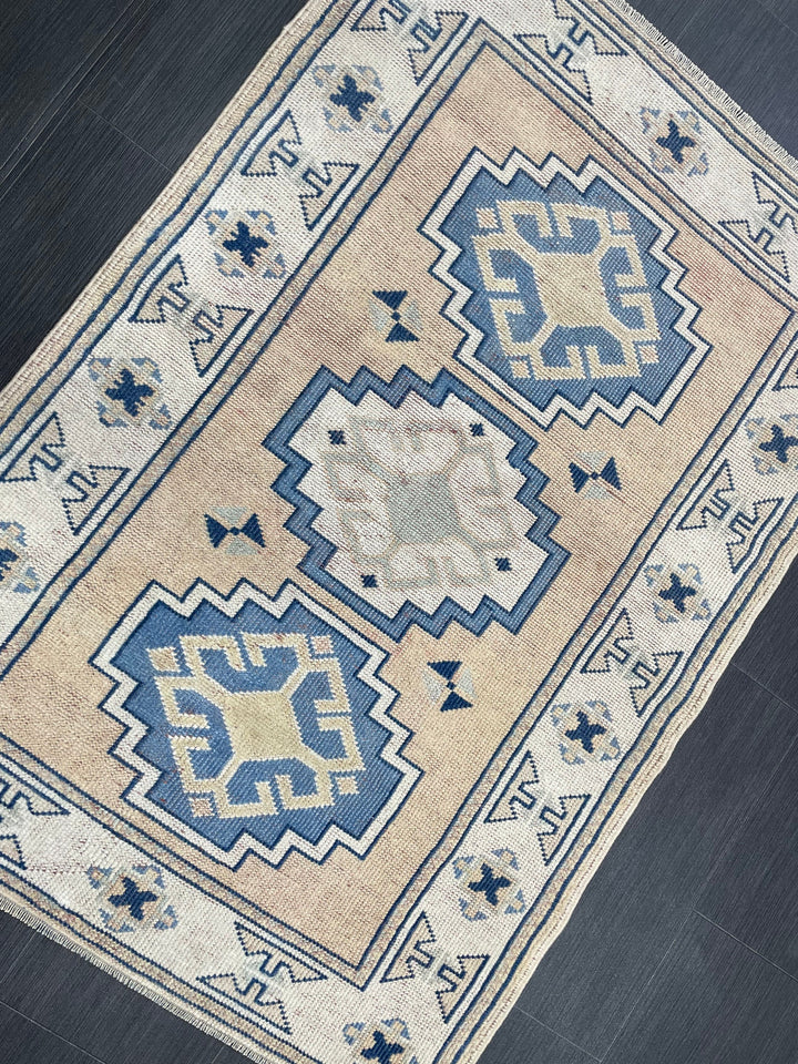 Blue Turkish Runner Rug 2' 11" x 4' 2" Hand-Knotted | No. WR65521