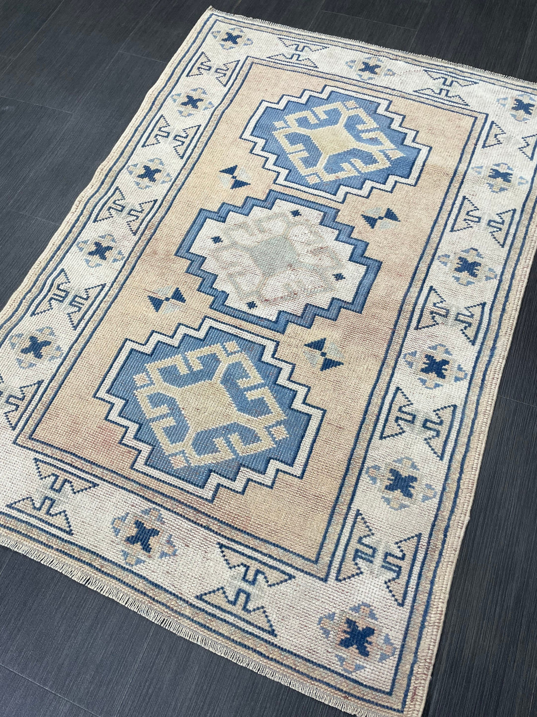 Blue Turkish Runner Rug 2' 11" x 4' 2" Hand-Knotted | No. WR65521