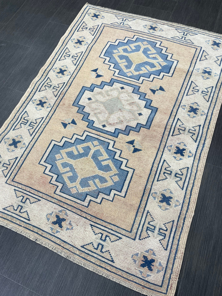 Blue Turkish Runner Rug 2' 11" x 4' 2" Hand-Knotted | No. WR65521