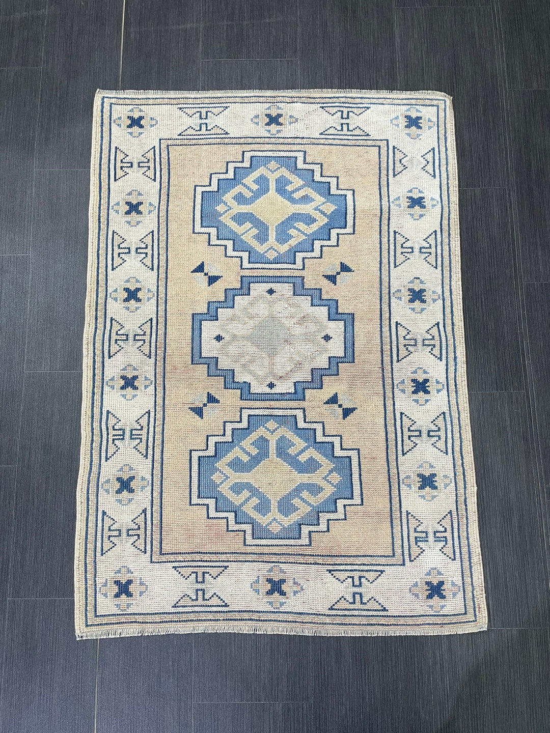 Blue Turkish Runner Rug 2' 11" x 4' 2" Hand-Knotted | No. WR65521