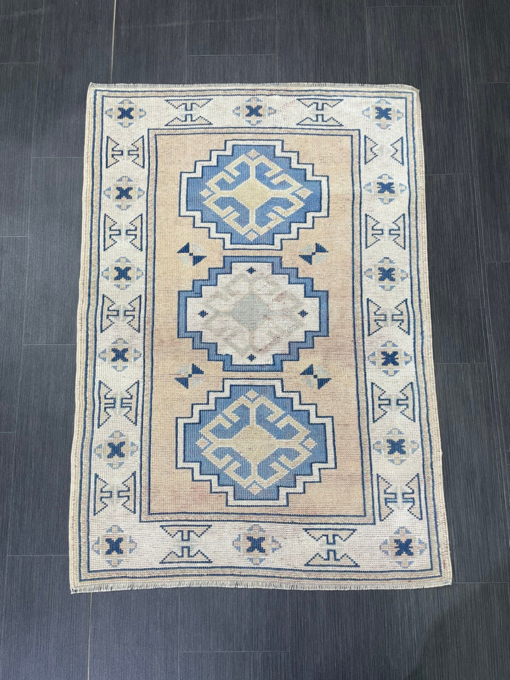 Blue Turkish Runner Rug 2' 11" x 4' 2" Hand-Knotted | No. WR65521